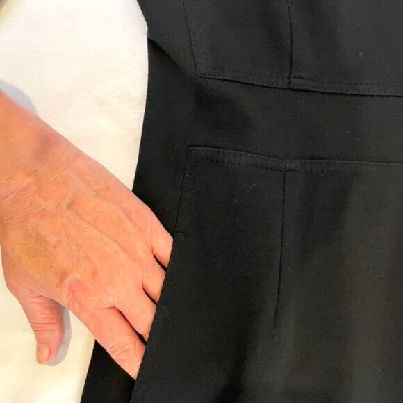 Theory Luanne Ponte Knit Dress 3/4 Sleeves Mini Black Round Neck Size M - Picture 5 of 14